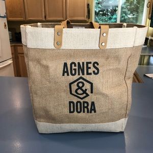 Agnes & Dora Burlap Tote Bag